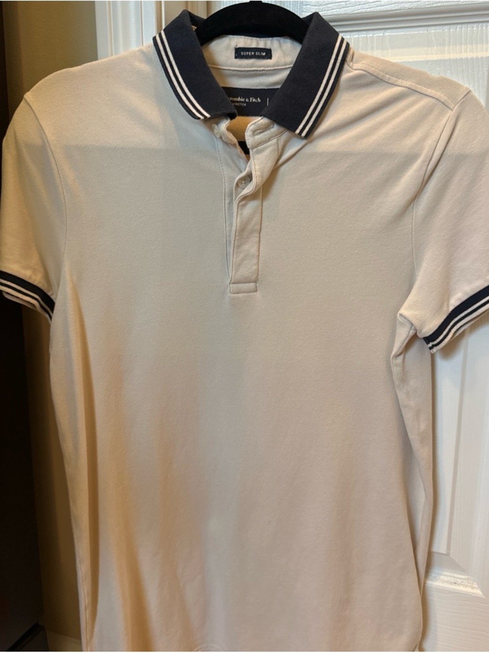 Abercrombie & Fitch Beige Polo with Navy Trim